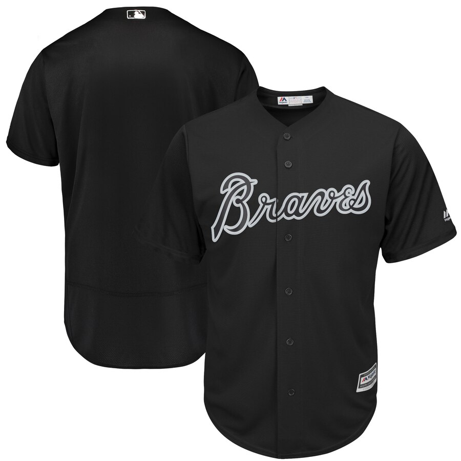 Customized Men Atlanta Braves blank black MLB Jerseys->los angeles lakers->NBA Jersey